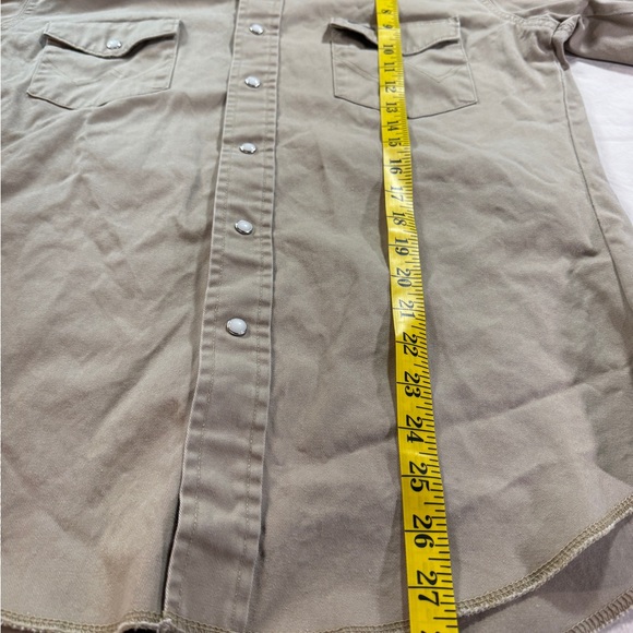 Wrangler Brushpopper Pearl Snap Western Shirt Tan Cowboy Mens Medium - Picture 5 of 8